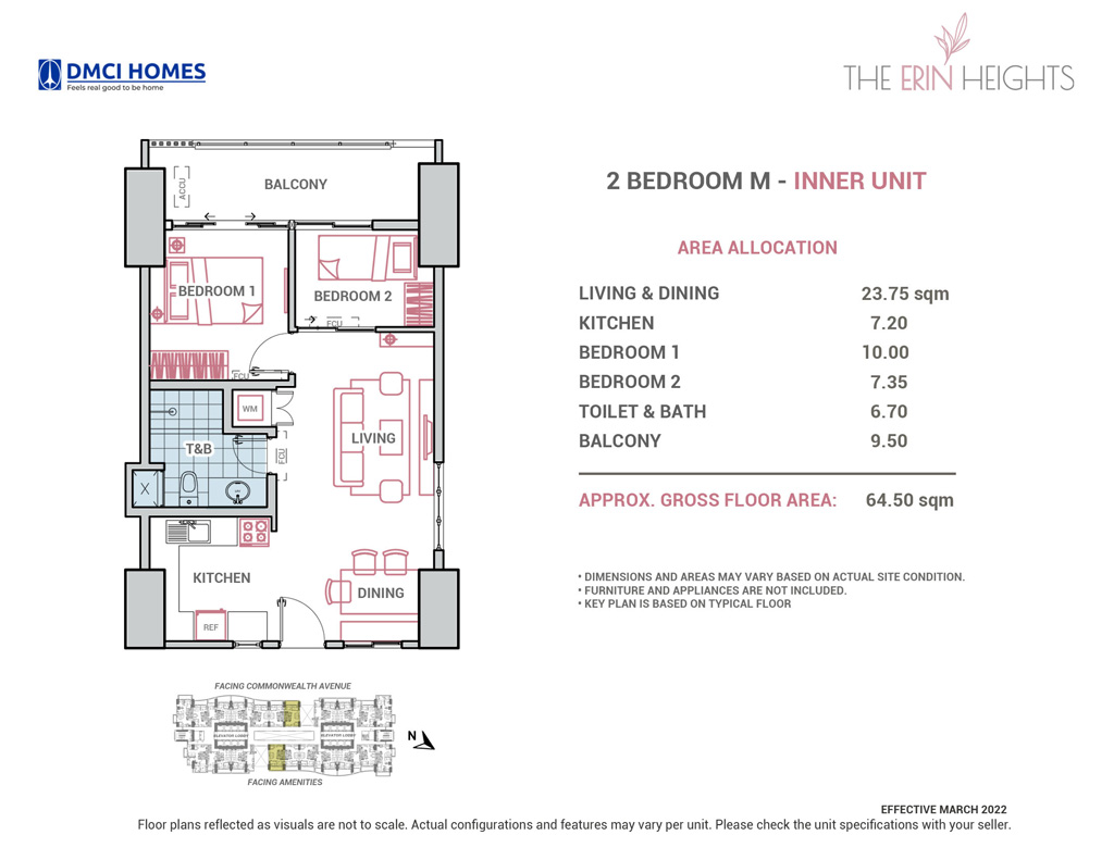 2 Bedroom M (Inner-Unit) - 64.5 sqm.